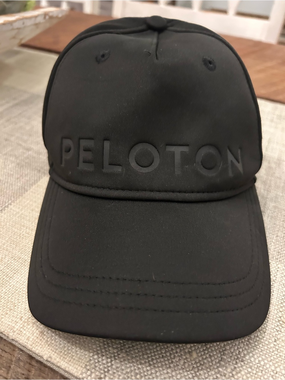 Peloton Black Embossed Logo Cap- Black out Hat One Size
